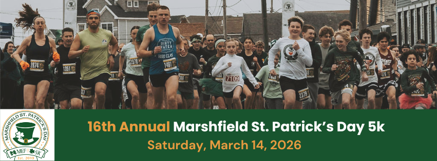 We're back! Happy Half-Way to St. Patrick's Day! Registration is now open for the 16th Annual Marshfield St. Patrick's Day 5K! marshfieldstpatricksday5k.com
