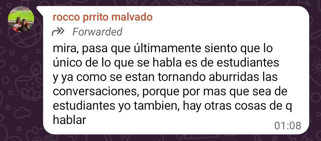 uh hablaron mucho en el grupo a ver en que andan los chicos: