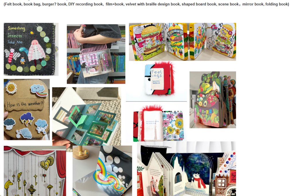 -Felt book
-Like book like bag
-Hamburger book
-DIY recording book
-Film sheet book
-Velvet book
-Shaped book
-Stage book
-Mirror book
-Folding book
#bookprinting
#fbm25
#printingbook
#printing
#bookfair
#books