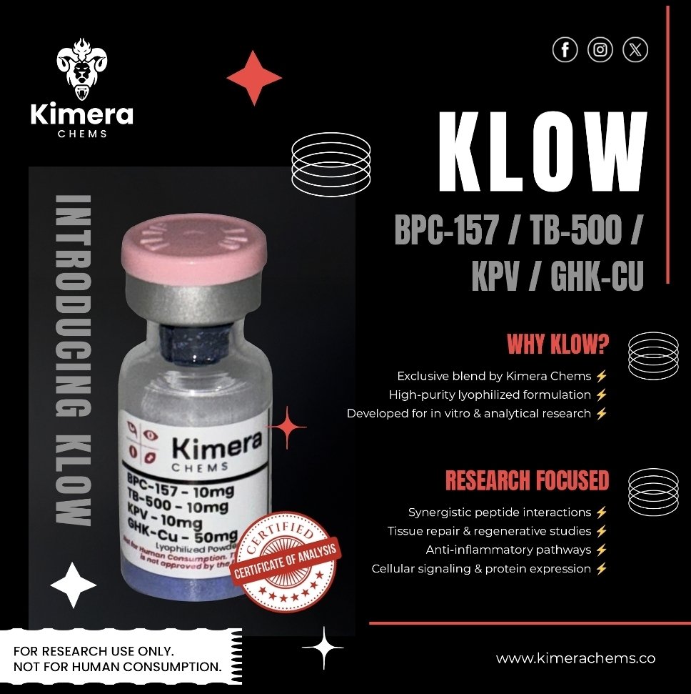 🧬 Klow isn't just one peptide — it's synergy. A research blend combining  BPC-157, TB-500, KPV, and GHK-Cu for next-gen exploration in recovery,  repair, and regenerative pathways. 🔬 For Research Use Only. #