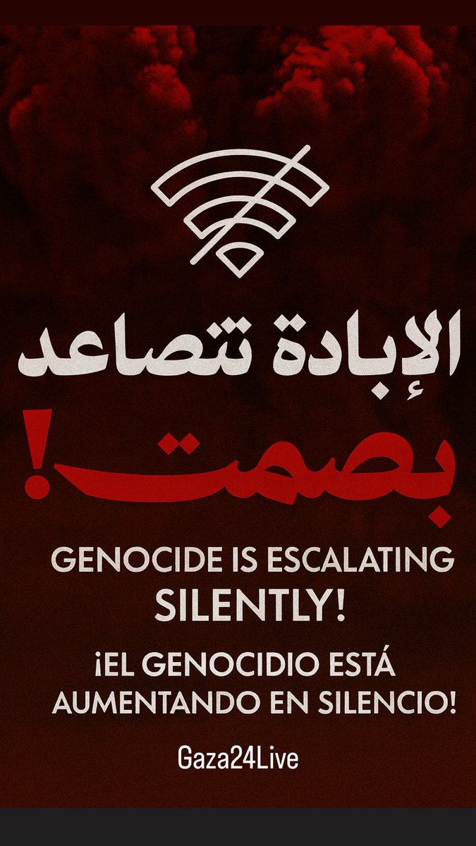SuppressedNws1's tweet photo. Gaza City is under total blackout for more than 17 hours now.

This is why Israel bombed all the high towers that have the antennas used for telecommunications, to continue the genocide under media blackout. https://t.co/rUkcn5rhAp