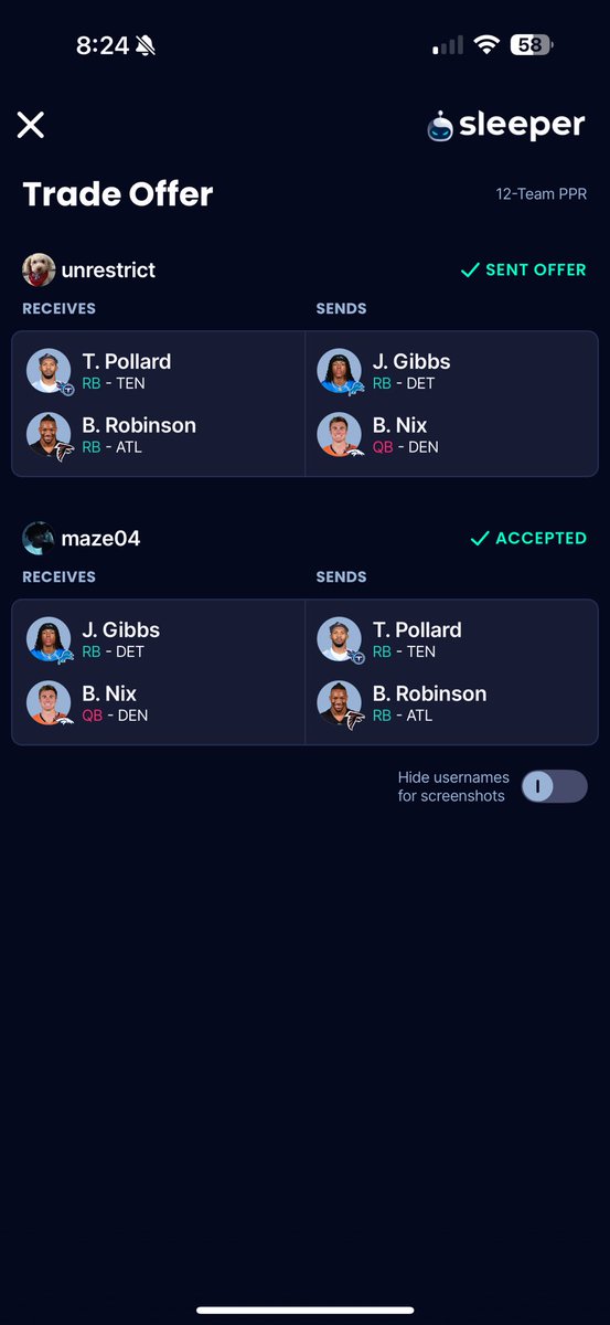pancitsz's tweet photo. left is my team now and right is the trade I just made earlier today @TrevLeeSports https://t.co/T1eHGSdcHe