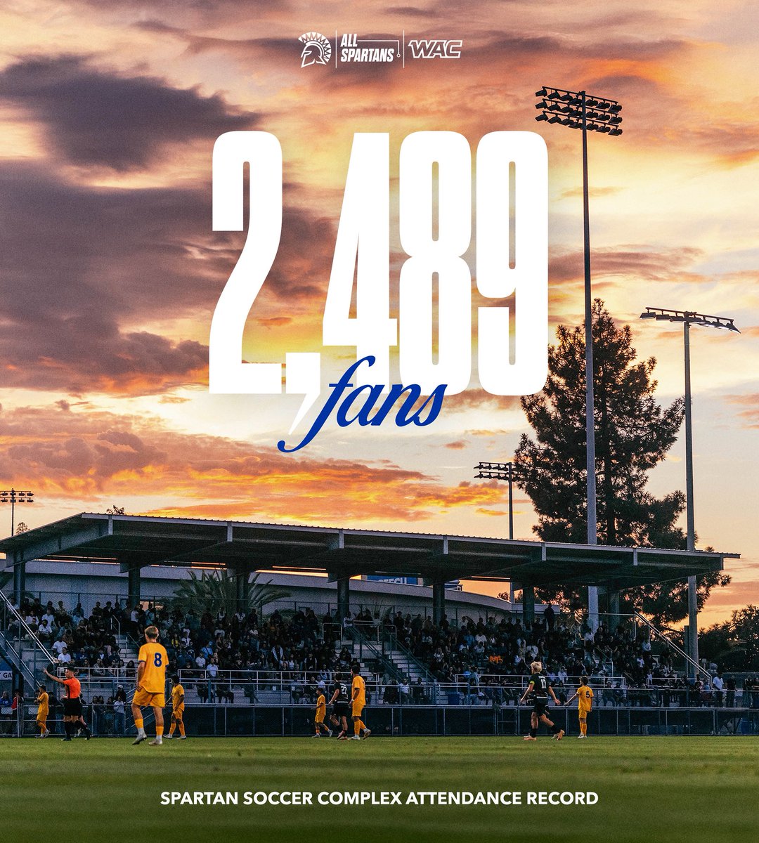𝐑𝐞𝐜𝐨𝐫𝐝 𝐒𝐄𝐓𝐓𝐄𝐑

2,489 fans in attendance at tonight's game sets a Spartan Soccer Complex RECORD.

#AllSpartans