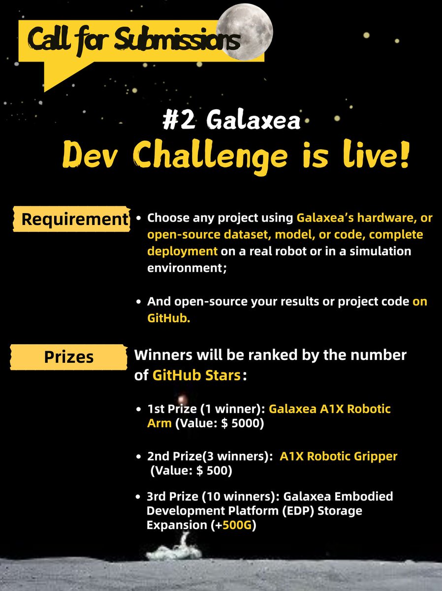 Galaxea_x's tweet photo. Today, we’re releasing G0’s base code—covering everything from data &amp; training to deployment &amp; evaluation. It closes the full loop for end-to-end robotic agent R&amp;D.

Join Galaxea Dev  Challenge！

🔗: https://t.co/Km6kmwIxwj https://t.co/lOPsbLysFN