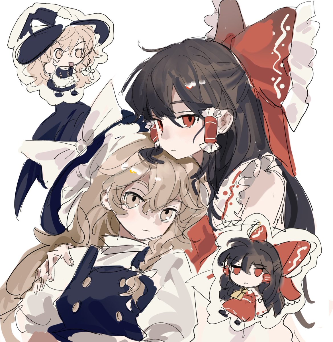 #レイマリ #東方Project 
最近いっぱい描いてるけど、まだ公開できない絵が多いんだ  残念…