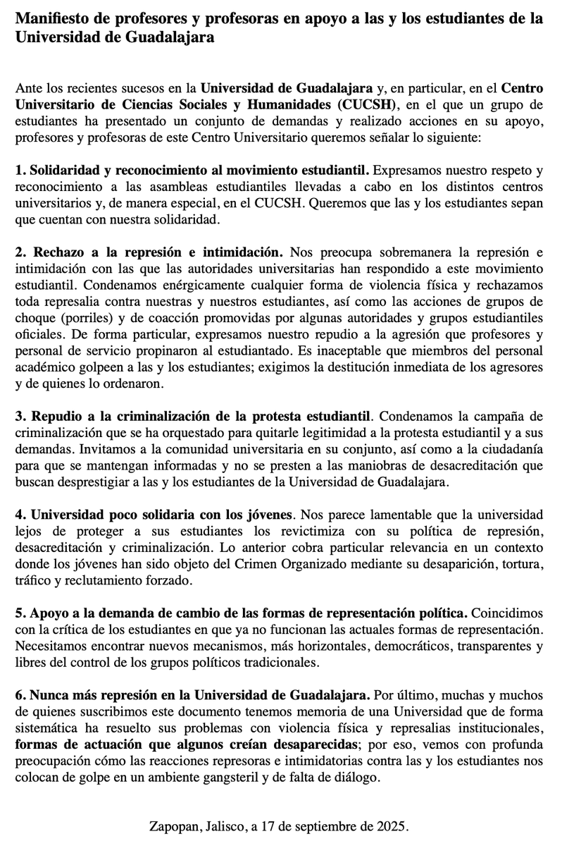 ARMANDOCHAVEZH4's tweet image. Al Profesorado solidarios de la UdeG, se les invita a signar el siguiente manifiesto: