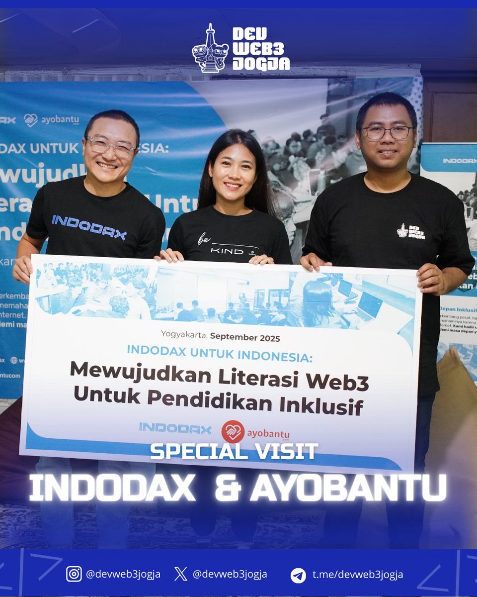 devweb3jogja's tweet photo. GM GM

Beberapa waktu lalu, @indodax  &amp; @ayobantucom  berkunjung ke #DevWeb3Jogja 🚀

Hadir Mas William Sutanto  (CEO Indodax) &amp; Mba Agnes Yuliavitriani (CEO Ayobantu) dalam talkshow literasi Web3 yang hangat &amp; penuh semangat https://t.co/pZriSTAMhZ