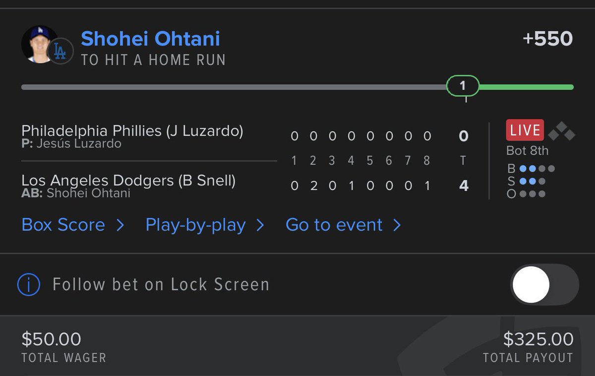 Down to one strike last AB for Ohtani 
Needed that, baseball has been ice cold