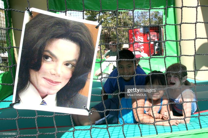 <a href="/JennyW526/">Jenny Winings</a> Kimmel also paid $1250 an hour to lease out a bounce house and paid a business across the street from the courthouse for the space to prop it up.

He then had children ushered in to play on it for media shots during court, with MJ's photo tethered to the ropes.

Way beyond humor.