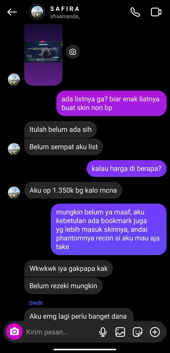 harumwasa's tweet photo. Awalnya pelaku nge chat dengan fake account yang nawarin akun valorant, kebetulan gw emang lagi nyari buat akun utama.

karena ngga ada yang cocok tapi pelaku bilang lagi butuh, gw empati dengan niat beli akun dia yg murah buat dijadiin akun kedua kalau mau main have fun. https://t.co/dgiYKcxtuT