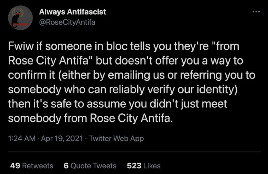 MrAndyNgo's tweet image. For the liars who say there is no way to join Antifa, show them these screenshots from Portland’s Rose City Antifa: