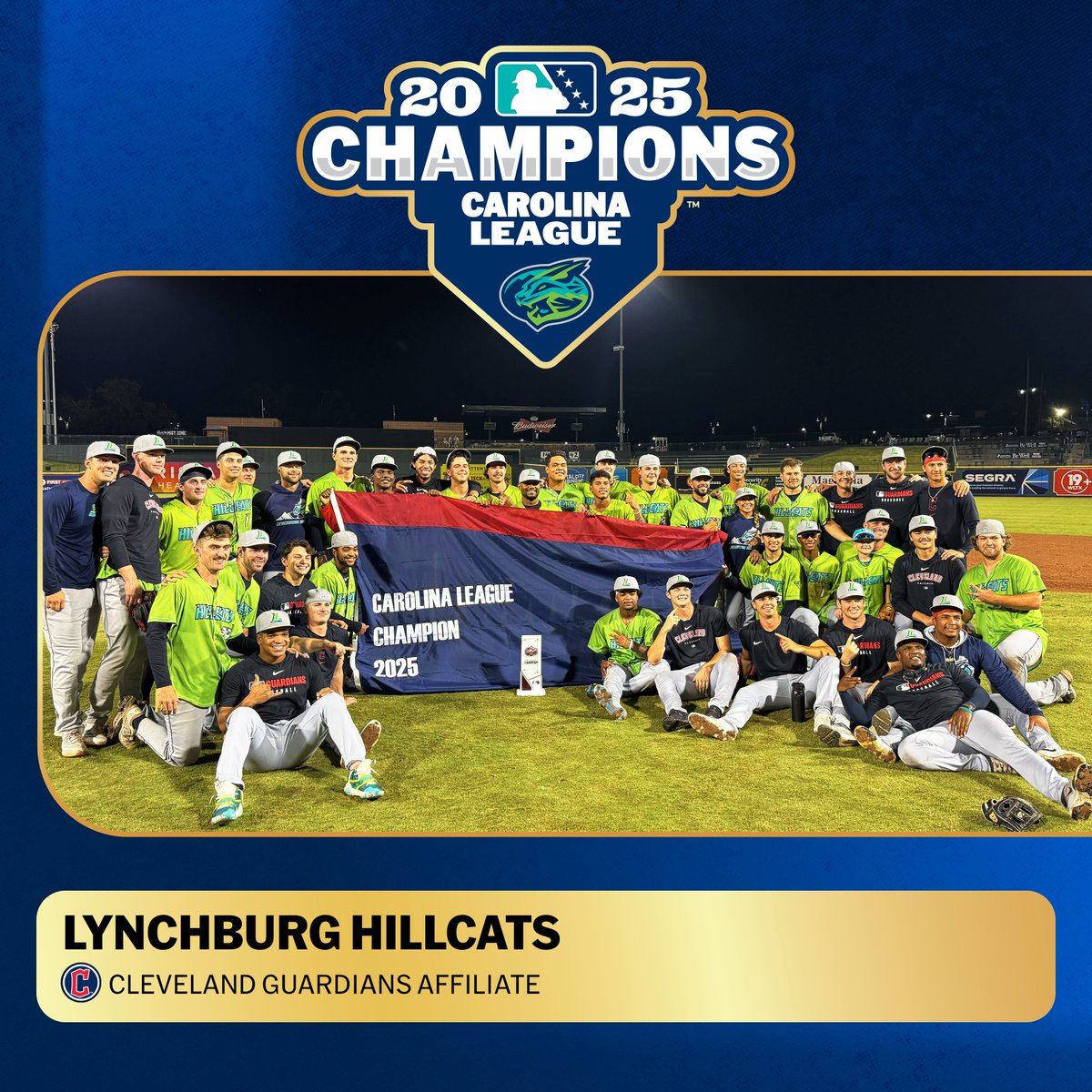 "Once they got here, it was like, 'Hey, this is our team. Let's make a run at this.'"

Led by 13 members of the #Guardians' 2025 Draft class, Lynchburg secured its ninth Carolina League title: atmlb.com/3VZ8euw