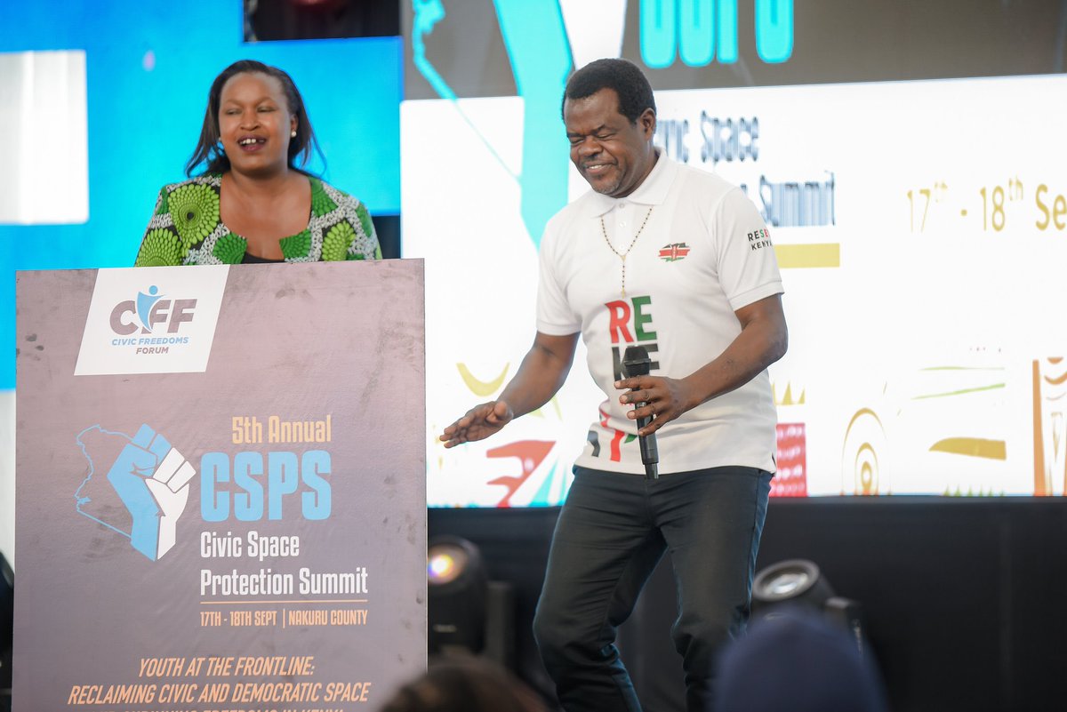 OkiyaOmtatah's tweet photo. Day One of the 5th Civic Space Protection Summit #CSPS5 in Nakuru was a clarion call that the struggle for freedom is far from over. We honoured those brutalized and killed by state violence, then turned pain into power through art, music, and spoken word. The youth stood tall; fearless, creative, and unyielding, reclaiming civic and democratic space in the face of shrinking freedoms.

I reminded the summit that Chapter Seven of our Constitution is non-negotiable. Without free, fair, and transparent elections, there can be no democracy, no justice, and no civic space. 
I salute the youth and human rights defenders for their defiance and courage. The fight for Kenya’s soul is here and now, we will not be silenced.

#CSPS5 #ProtectCivicSpace #BePartOfTheMovement #ReKe #GetitDone
