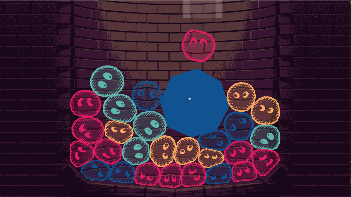 walaber's tweet image. A mysterious large octagon has fallen into the Jelly Well in my #FallingBlockJam project! I wonder what it&apos;s doing there 🤔