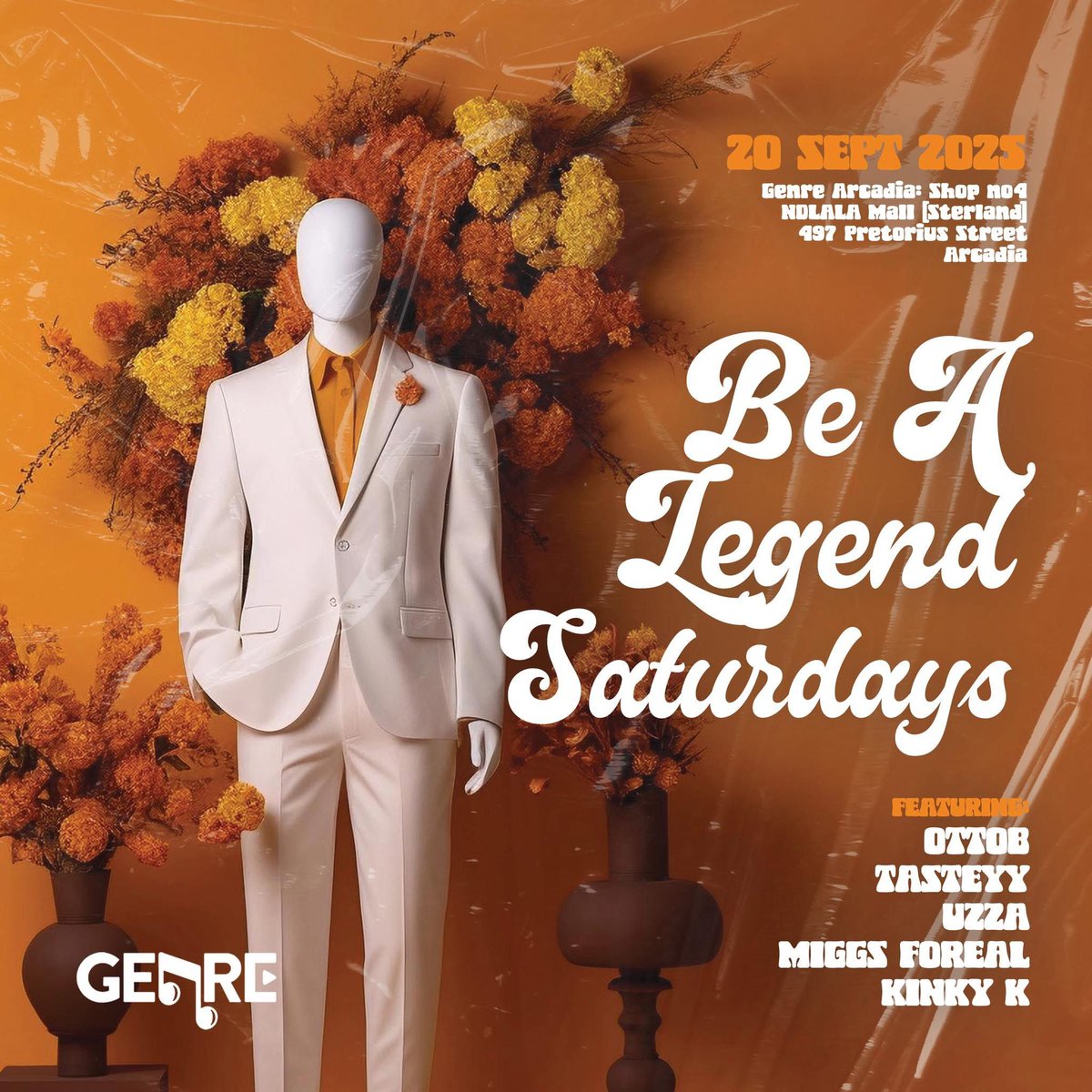 Be A Legend Saturdays• 
Saturday 20 September 2025• Do JOIN• #TheHomeOfHouseMusic• 

[ NB PLEASE USE THE UNDERGROUND PARKING 🅿️ ON STEVE BIKO STREET•] ⛳️ Ndlala Mall aka Sterland Mall.