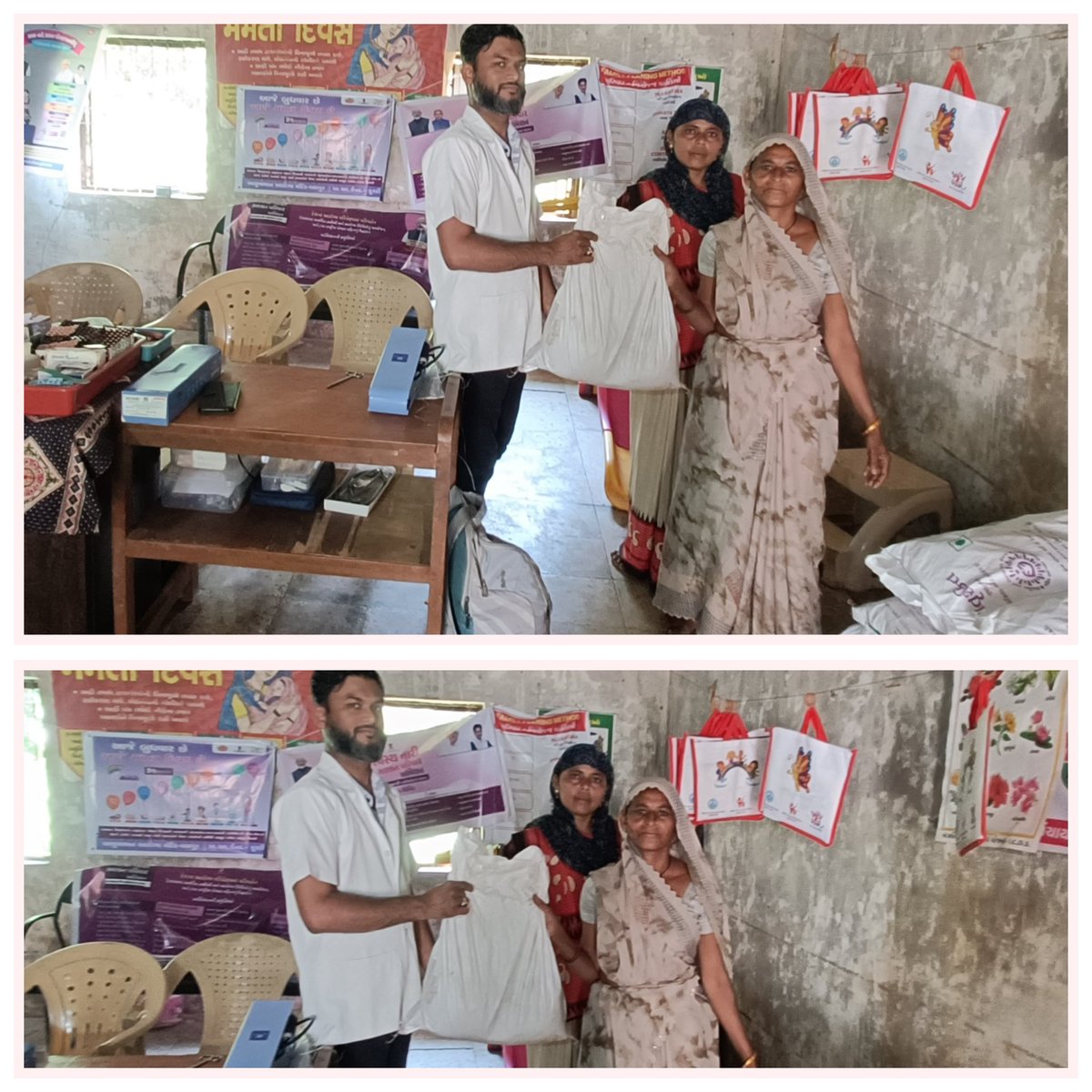 #SwasthNariSashaktParivar અભિયાન અંતર્ગત આયુષ્માન આરોગ્ય મંદિર વાઘપુરના સીએચઓશ્રી દ્વારા #TBMuktBharatAbhiyaan હેઠળ ટીબી દર્દીઓને પોષણ કીટ વિતરણ કરવામાં આવી "જનસેવા એ જ પ્રભુ સેવા"🙏🙏