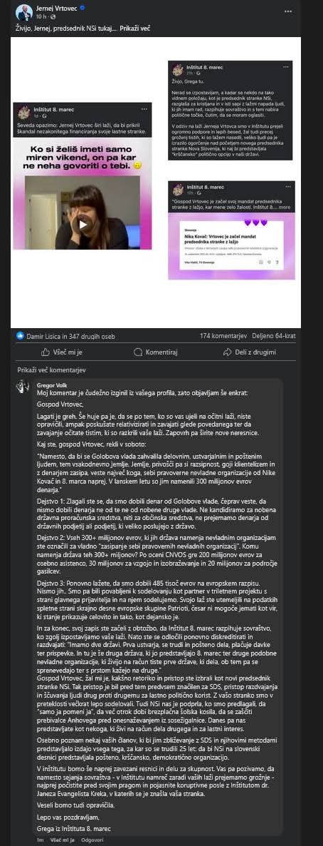 8Marec's tweet image. Gospod Vrtovec briše komentar, ki opozarja na njegove laži. Namesto tega ga delimo tukaj. Napisal ga je naš Grega. &amp;lt;3 Prosimo, da ga delite. 🧵