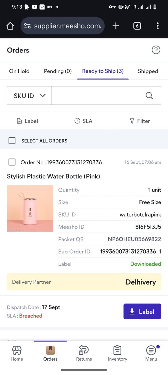 🚨 Not Pickup Complaint 🚨

Order ID: 199360073131270336
Dispatch Date: 17 Sept
Status: SLA Breached

Still not picked up by <a href="/Meesho_Official/">Meesho</a> &amp; <a href="/Delhivery/">Delhivery</a>.
Please resolve this urgently! #Meesho #Delhivery #Ecommerce