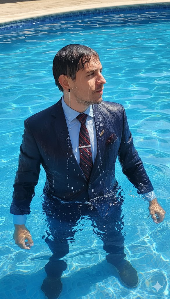 Con un toque de IA. Que tal me veo?? Jaja #suitshower #wetlook