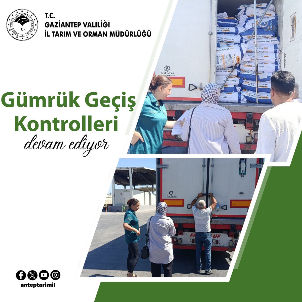 anteptarimill's tweet image. Karkamış İlçe Tarım ve Orman Müdürlüğü sorumluluk sahasında bulunan gümrük kapısında transit geçiş kontrollerimiz devam etmektedir. 

#transit #gümrük #kapı #geçiş #reels #keşfet #gaziantep 

@TCTarim @ibrahimyumakli @egizligider @GidaveKontrolGM @tobeydb @ibrahimsaglam46