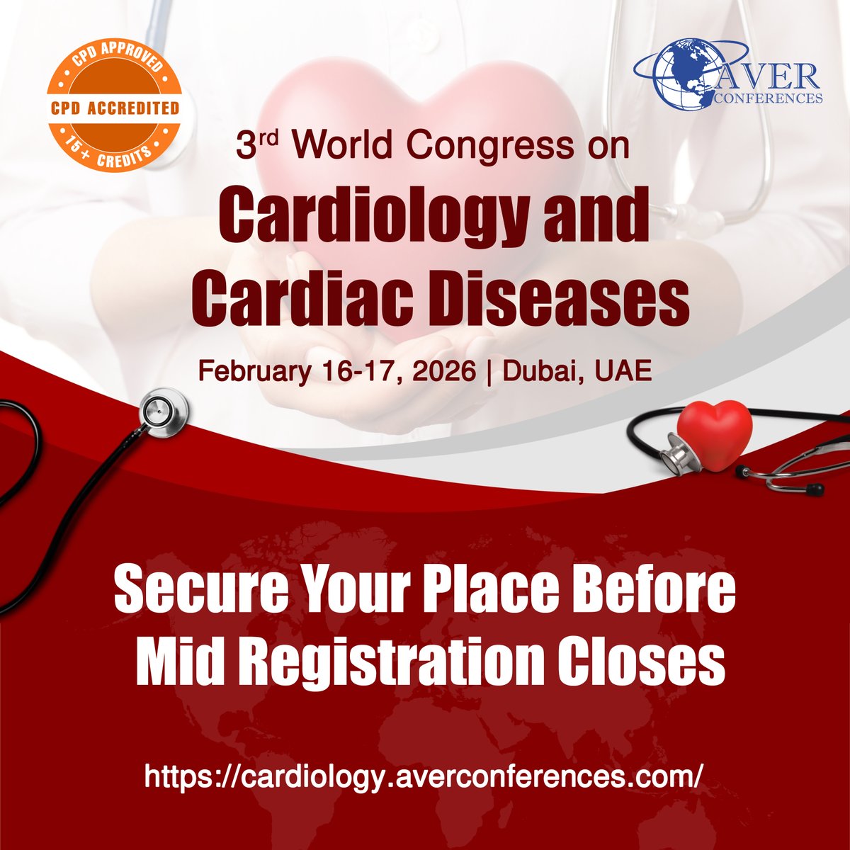 CardiaDis48106's tweet photo. Mid registrations for the 3rd World Congress on #Cardiology &amp; #CardiacDiseases are closing soon! J
oin us in #Dubai, #UAE on February 16-17, 2026. Register now!
 WS: https://t.co/GMypsppraC

#Cardiology2026 #cardiovasculardiseases #Heartfailure #cardiocare #angiogram #Stent https://t.co/9NvyGzqcJK