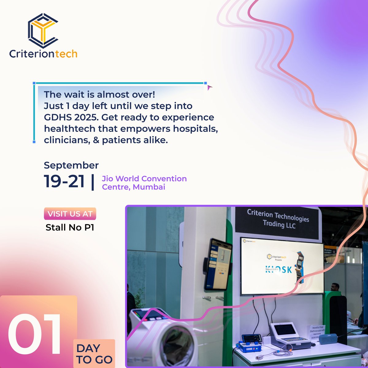 Criterion Tech (@criterion_tech) on Twitter photo 1 day to go!
We’re ready to showcase next-gen healthcare tech at <a href="/DigitalHSummit/">Global Digital Health Summit, Expo & Awards</a>
📍 Stall No P1, Jio Convention Center, Mumbai.
.
#CriterionTech #GDHS2025 #digitaltherapeutics #HealthTech #DigitalHealth #SmartHealthcare #AIHealthcare #criteria4technology #HealthTechInnovation 1 day to go!
We’re ready to showcase next-gen healthcare tech at <a href="/DigitalHSummit/">Global Digital Health Summit, Expo & Awards</a>
📍 Stall No P1, Jio Convention Center, Mumbai.
.
#CriterionTech #GDHS2025 #digitaltherapeutics #HealthTech #DigitalHealth #SmartHealthcare #AIHealthcare #criteria4technology #HealthTechInnovation