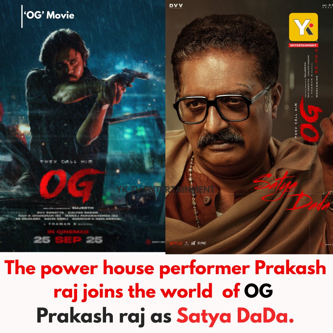 #prakashRaj joins the world of OG 🔥

#TheyCallHimOG #Firestorm #FireStormIsComing #Tollywood #Telugucinema #YKTvEntertainment #PawanKalyan