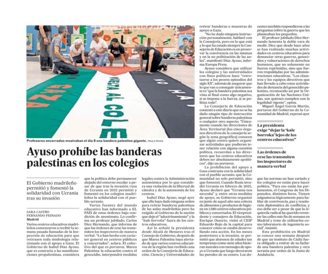 Silenciar Palestina. La libertad no puede ser a la carta de la Sra. Ayuso.