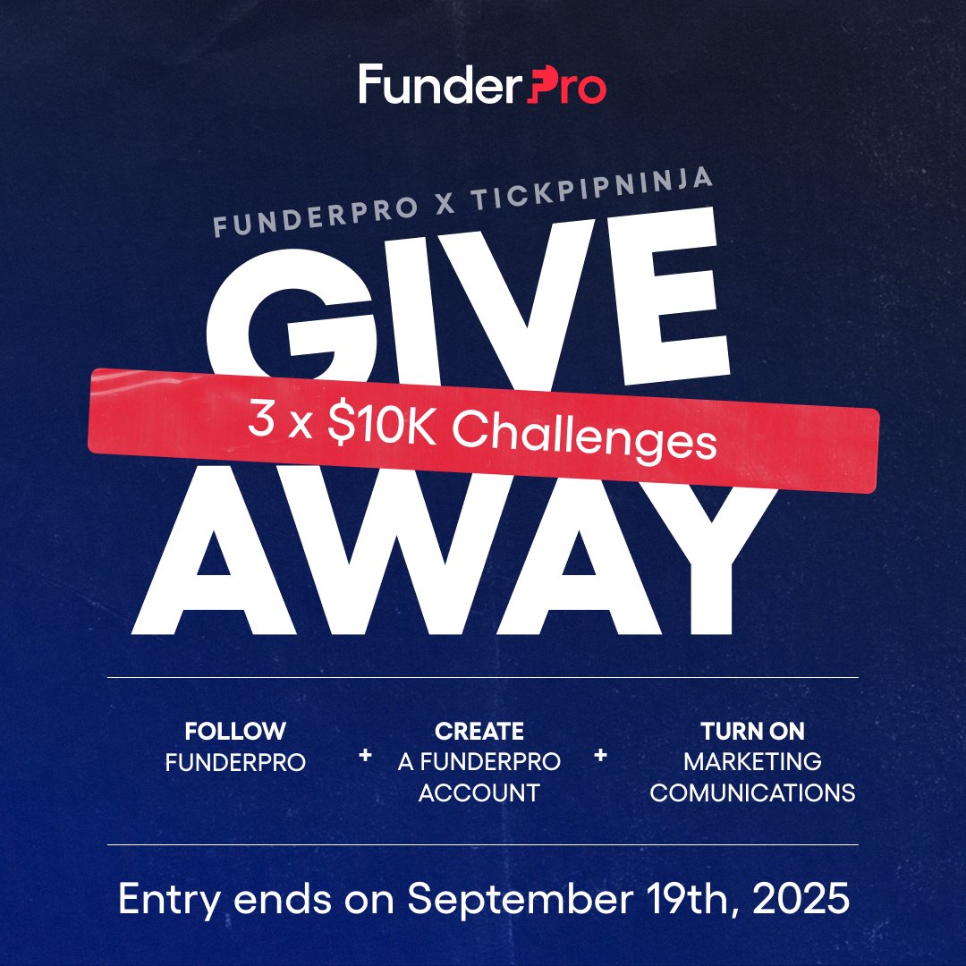 🚨 Giveaway Alert 🚨

🎁 Prize: 3 × $10k <a href="/FunderProfx/">FunderPro</a> Challenges

How to Enter:

1️⃣ Follow <a href="/FunderProfx/">FunderPro</a> <a href="/tickpip_ninja/">TickPip Ninja</a> <a href="/yousseifgalal/">Youssef Galal</a>

2️⃣ Like &amp; Retweet this post

3️⃣ Create your account using this link 👉
funderpro.cxclick.com/visit/?bta=423…

4️⃣ Turn on marketing notifications in your