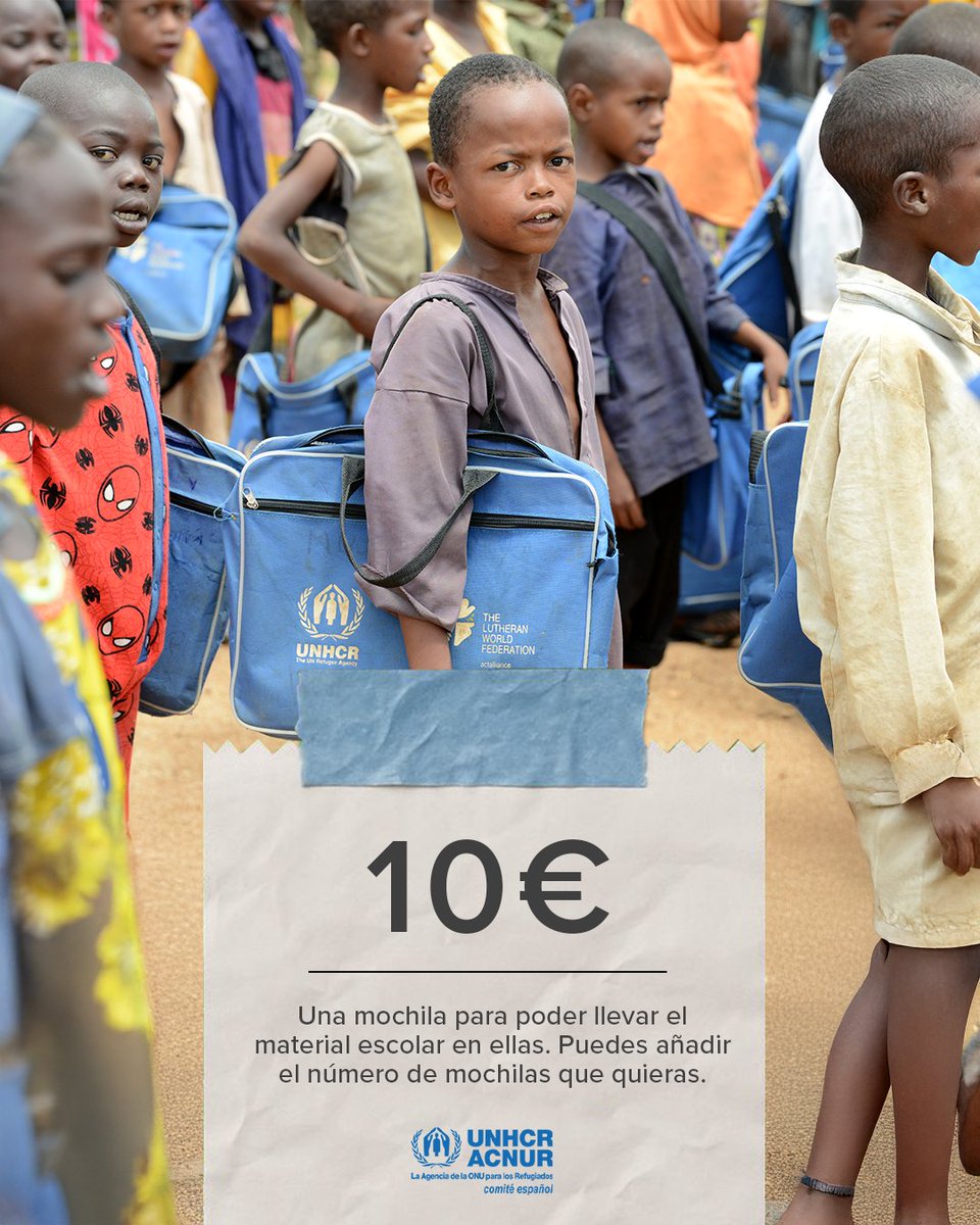 📚 No todos los niños pueden vivir la vuelta al cole. Millones de refugiados dejaron atrás su hogar y su escuela. Con una #MochilaSolidaria puedes darles cuadernos, pupitres y esperanza. 🎒💙

Llena la tuya y cambia su futuro 👉 f.mtr.cool/pwjeoeplsc