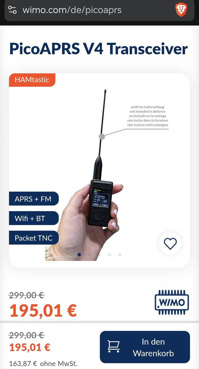 Wimo HamTastic trade fair. I think this is the best offer yet for a #PicoAPRS V4 (VHF version).
wimo.com/en/picoaprs
#hamradio #aprs