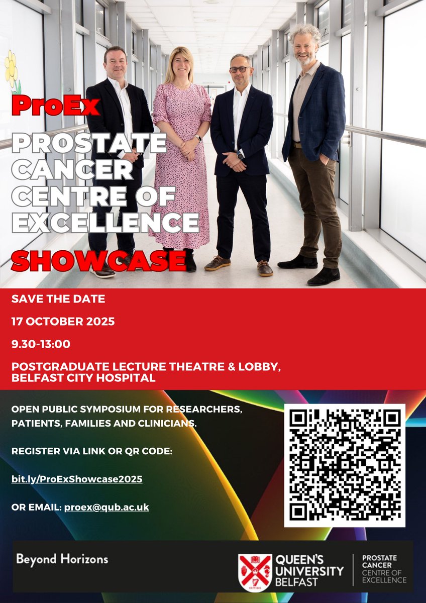 QubCancer's tweet photo. There's still time to register for our FREE #ProEx Prostate Cancer Centre of Excellence showcase!
Meet clinicians, researchers, patients and carers, hear about new research and share experiences. 
All welcome!
Register here:
https://t.co/6DMMKYo8Fp https://t.co/JiHhVtHBmj