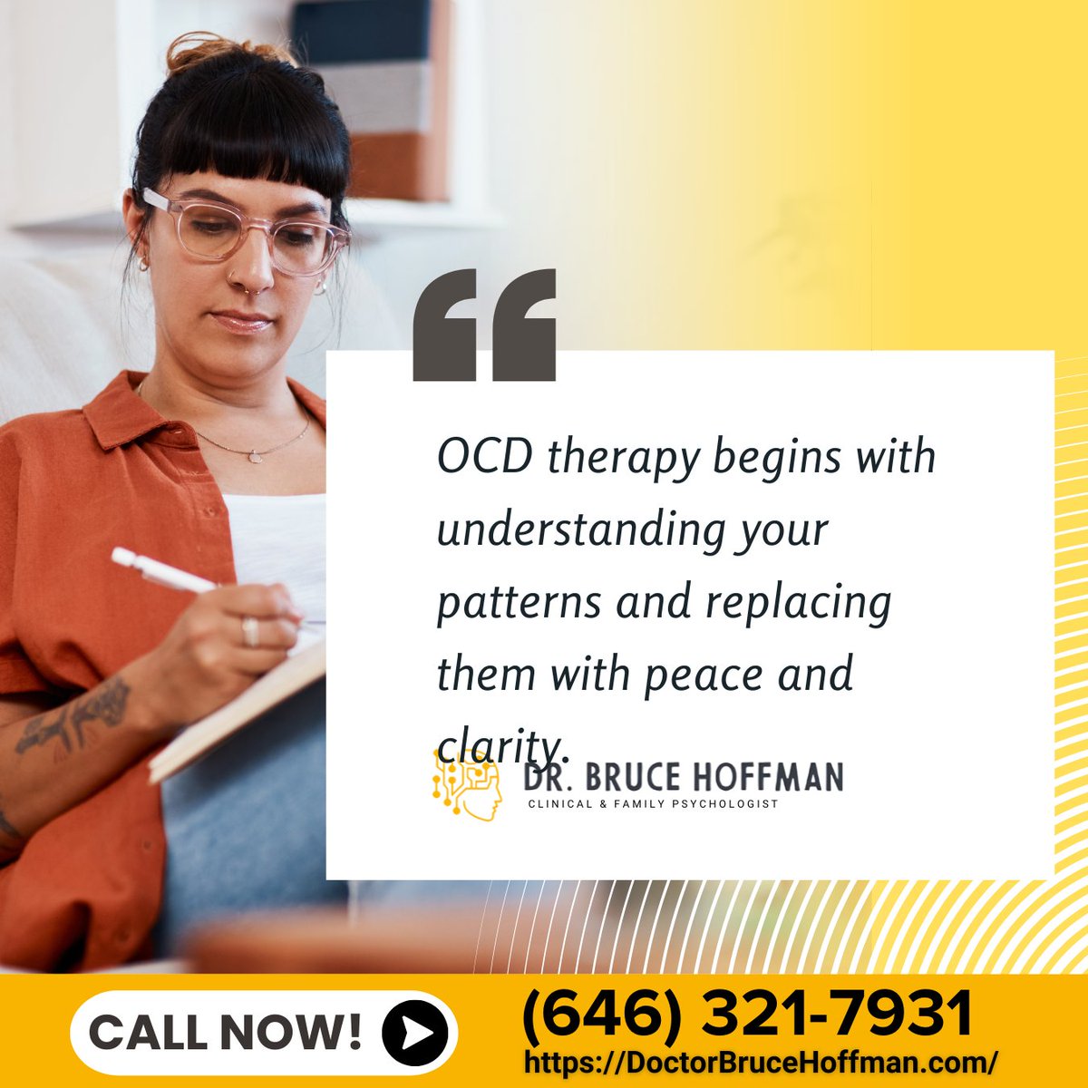 DrBruceHoffman's tweet image. OCD therapy starts with clarity and trust. In obsessive compulsive disorder therapy Garden City NY, #GardenCityTherapy expert Dr. Bruce Hoffman helps create your recovery path. Call (646) 321-7931. #OCDSupport #MentalHealthCare