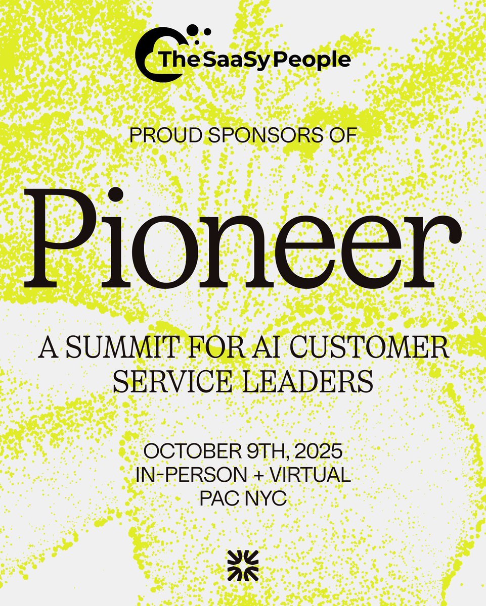 TheSaasyPeople's tweet image. Get ready, NYC! ✨ 

The SaaSy People are a proud sponsor of Intercom&apos;s Pioneer event on October 9th! Join us at PAC NYC for a day dedicated to the future of AI in customer service. 

Learn more here: pioneer.fin.ai/?utm_source=pa… 

#getsaasy #IntercomPioneer #AIinCustomerService #NYC