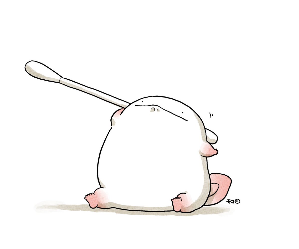 「うおマロ、綿棒投げ?」|モコ@うおマロ漫画更新中です！のイラスト