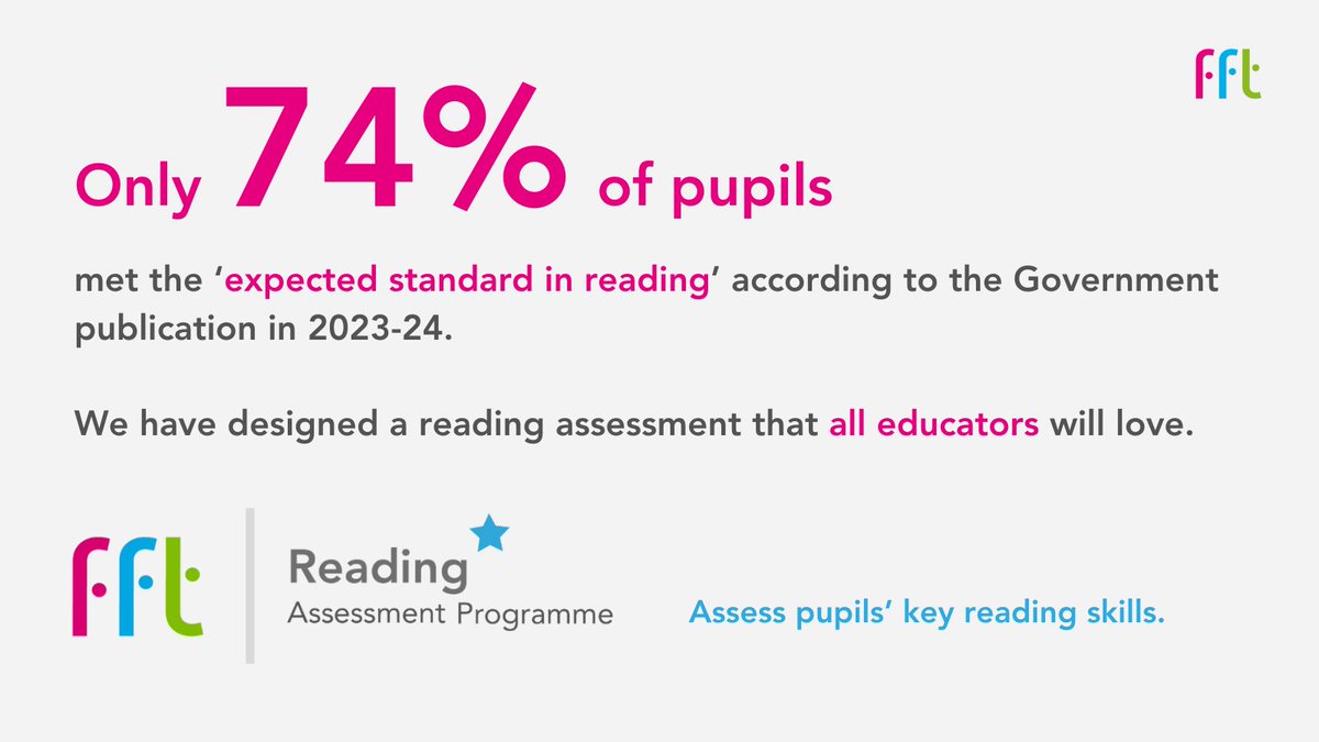 FFTEdu's tweet photo. Did your school meet the expected standard in reading? 

If your looking for a fast and effective way to identify gaps and make quick informed decisions, look no further! 

👉 Find out more: https://t.co/4FguzIYGDJ

#Educhat https://t.co/lzXefgPwRd