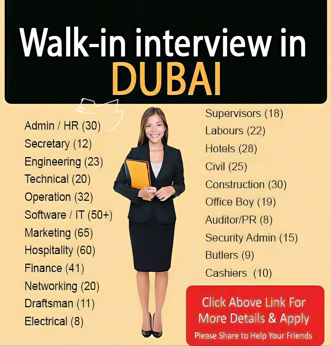 dubaivulai's tweet image. 🚨 Walk-In Interviews in Dubai &amp;amp; UAE 🇦🇪 

Salary between 3,000–12,000 AED/month + Benefits.

👉 Visit now to apply: applydubjob.com/2021/06/walk-i…

#DubaiJobs #WalkInInterview #UAEJobs