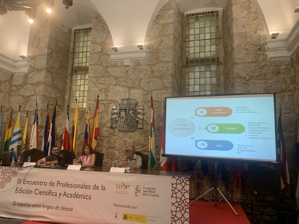 unelibros's tweet image. La vicepresidenta de UNE, Reme Pérez (@UPVEditorial) explica las fuentes de los datos con las que trabajará La PEPA (Plataforma Editorial de Publicaciones en Abierto) de las Editoriales UNE: #dilve, #crossref y propios.