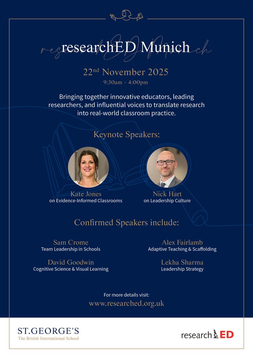 rEdDeutschland's tweet photo. SAVE THE DATE!!! 📅
researchED Deutschland is back! This time in Munich! Join us on November 22nd!
It promises to be an informative event with world-class speakers!
Teaser below! 📷
#researchED #EvidenceInformedPractice #researchEDMunich #ProfessionalDevelopment https://t.co/ZlnrPehhrI