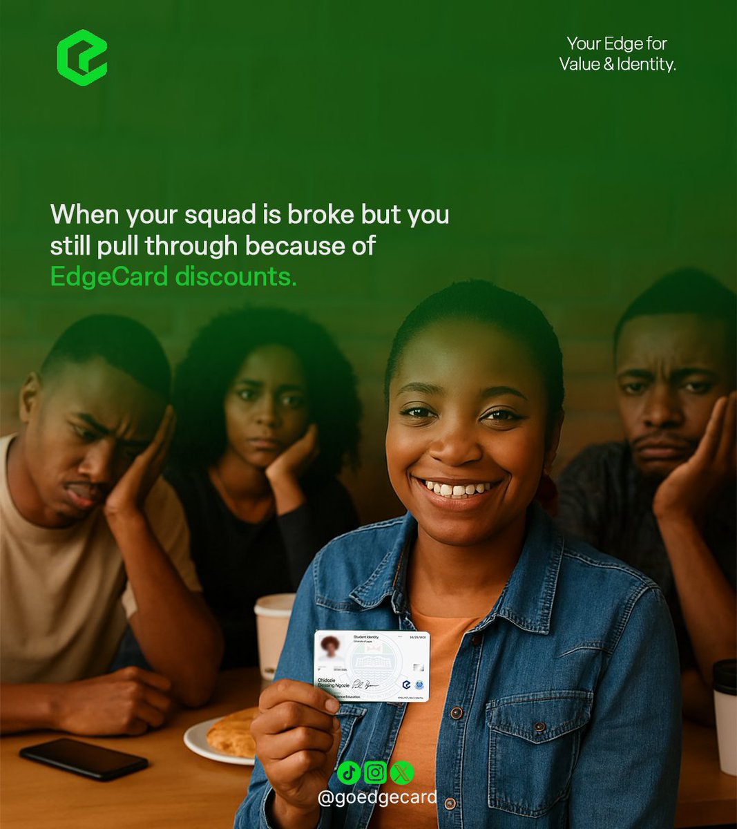 edgecard_'s tweet image. Squad goals: broke but never broken 💸💪 Pulled through like champs thanks to that sweet Edgecard discount
#Edgecard #SmartSpending #EverydayPerks #goedgecard #DiscountDiaries #LevelUpWithEdge #WalletFriendlyVibes