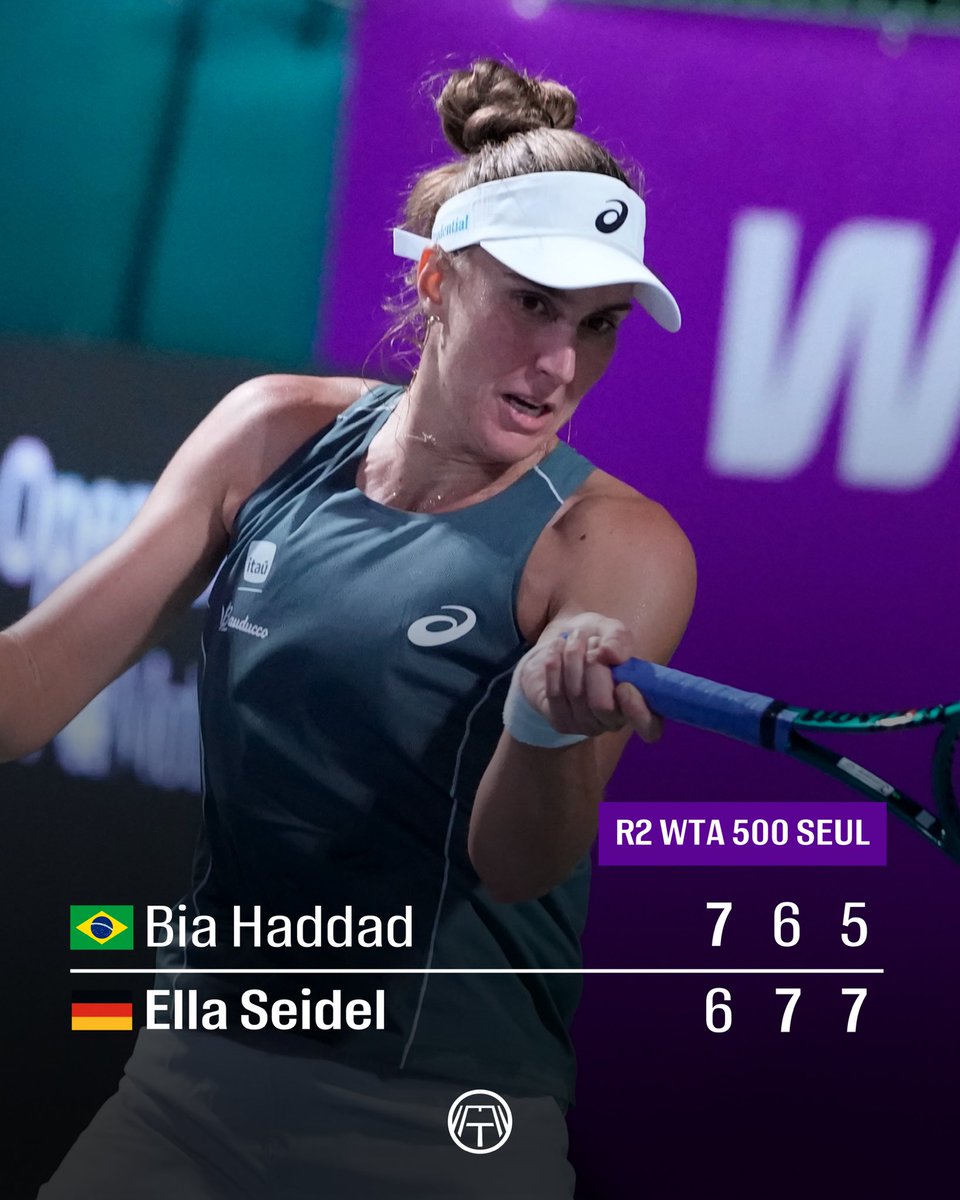 🇧🇷BIA HADDAD PARA NAS OITAVAS EM SEUL E PODE SAIR DO TOP 40.

Alongando as trocas e minimizando erros, executou sua estratégia bem… até o momento em que sacou para o jogo, dali em diante só deu Siedel.

Com o desconto dos pontos do título de 2024, cairá ao menos 13 posições.