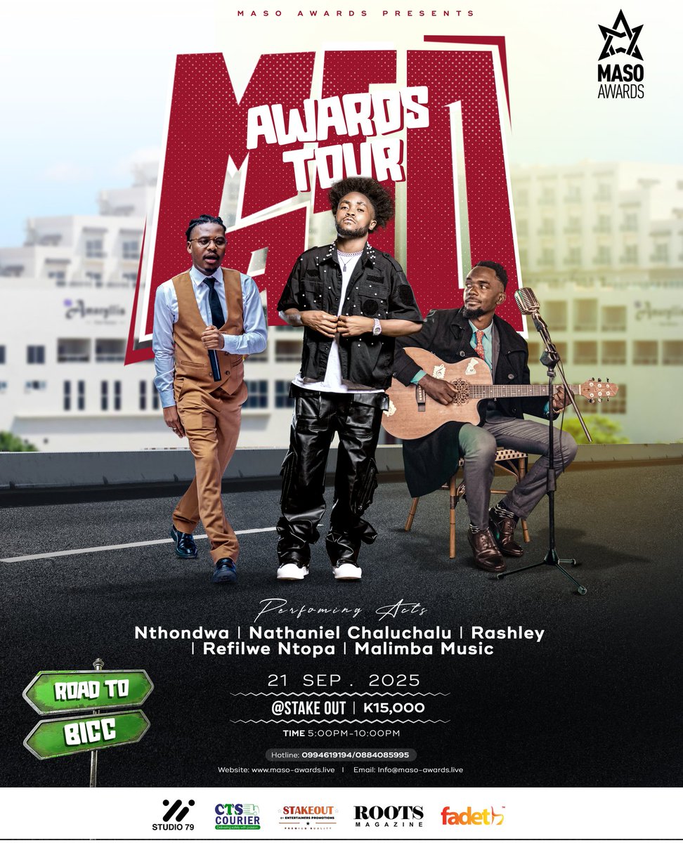 We are excited to announce that Rashley will be perfoming at the Maso Awards 2025 (Blantyre) together with other talented artists like Nthondwa, Nathaniel Chaluchalu, Malimba Music  and Refilwe Ntopa.

# Roots Magazine Africa 
# StakeOut