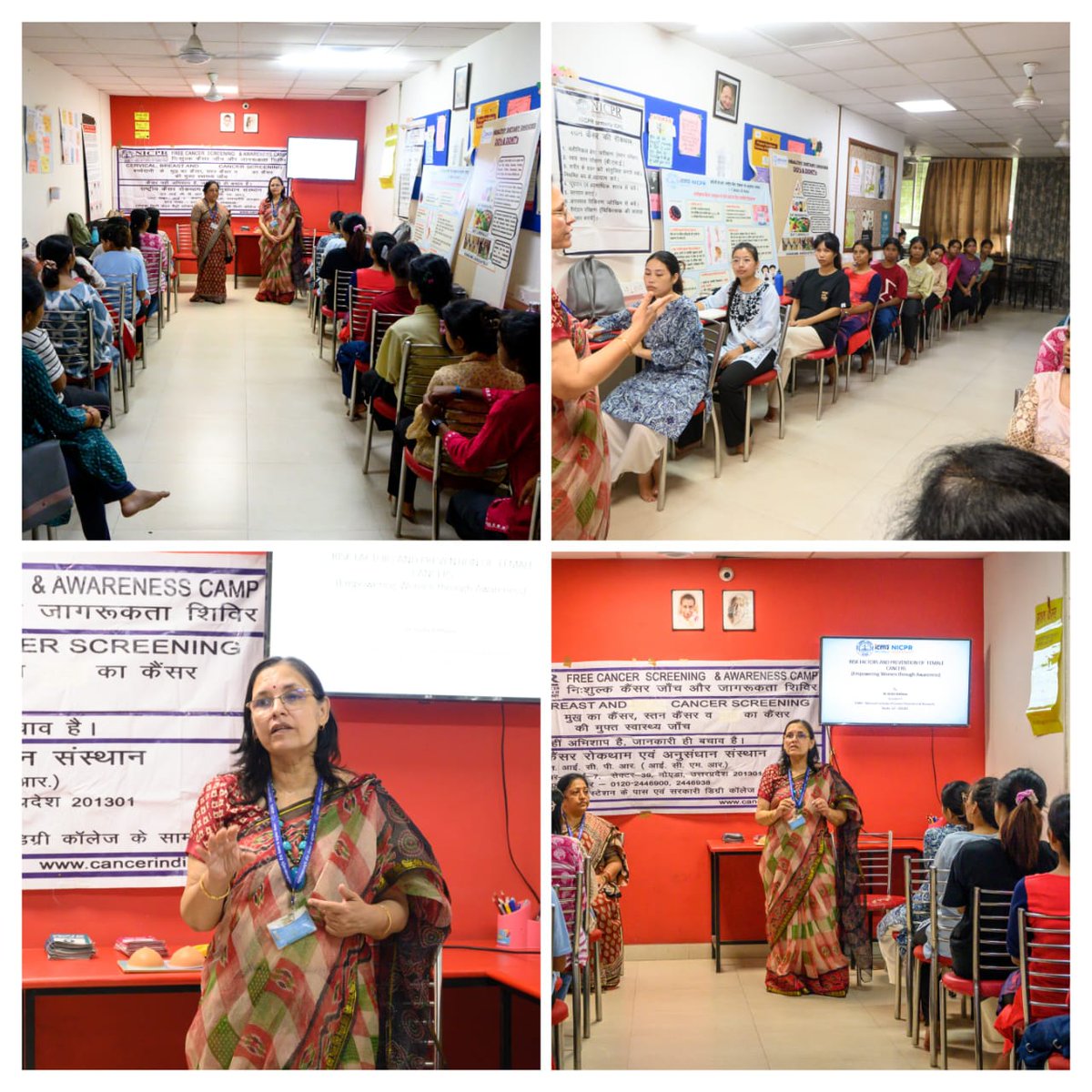 On the inaugural day of the #SwasthNariSashaktParivarAbhiyaan, an awareness session was organized at Aurobindo Ashram New Delhi.
Around 30 women participated in the program, which focused on cervical cancer screening, HPV vaccination, and breast self-examination
#CancerPrevention