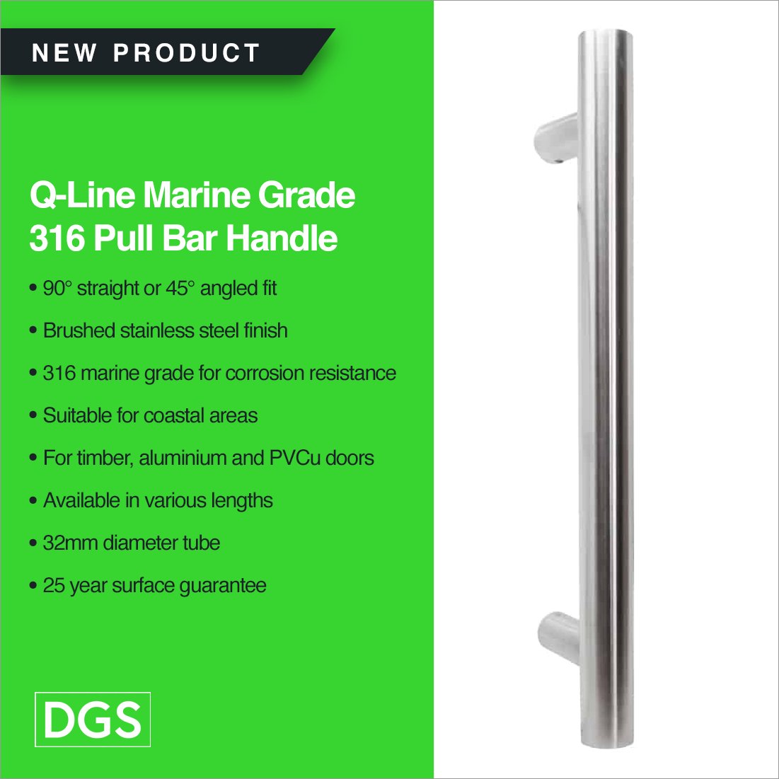 Latest product! We now stock the Q-Line pull bar handle in marine grade 316 stainless steel, a perfect fit for timber and composite entrance doors.

Find out more here:
dgsupp.uk/q-line-marine-…

#HardToFindParts #doorhandles