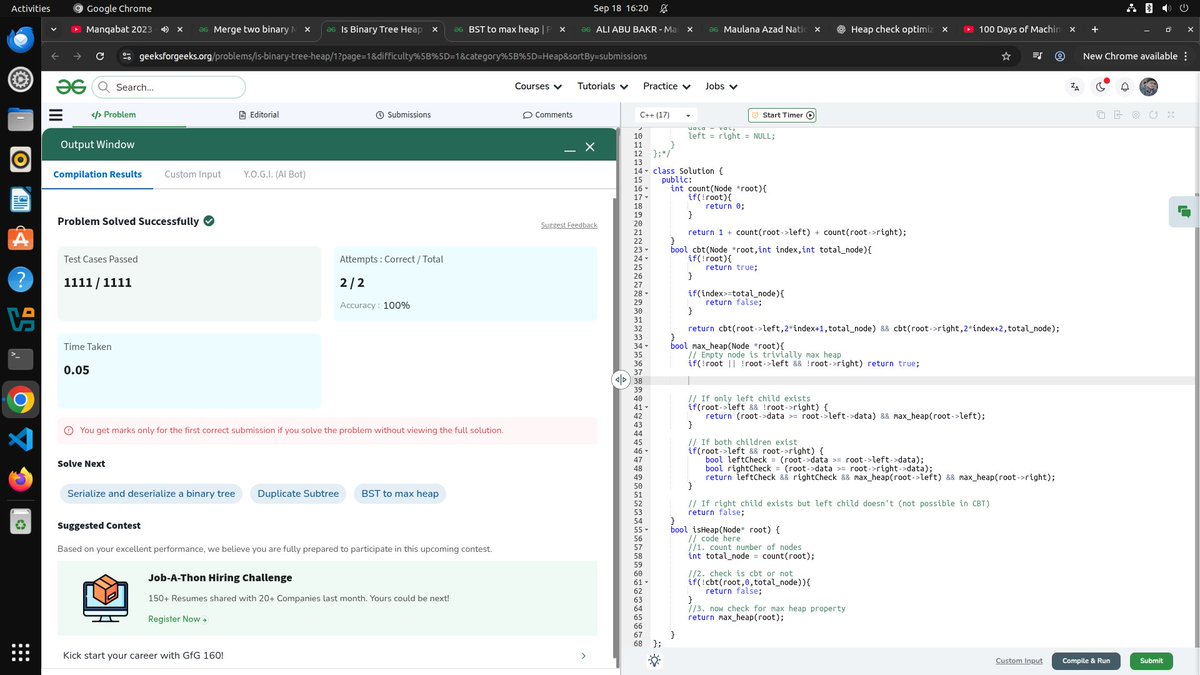 ali_dev_legend's tweet image. Day 21
#dsa
#coder_army
#maxheap