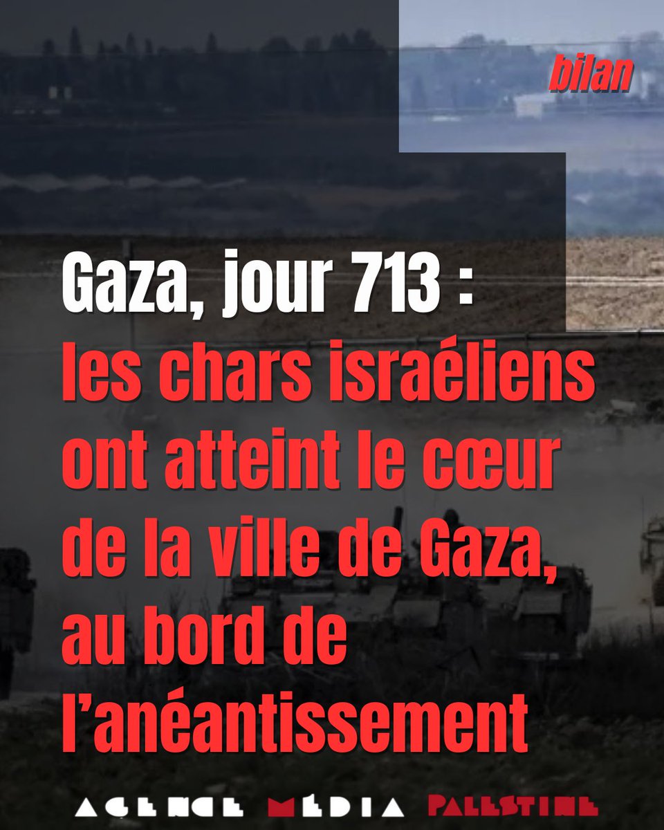 Gaza, jour 713 : l'incursion terrestre israélienne dans la ville de #Gaza se poursuit après deux jours de massacres. La ville est au bord de l'anéantissement. 

Par l'Agence Média Palestine, le 18 septembre 2025 : urlr.me/wbJD5f