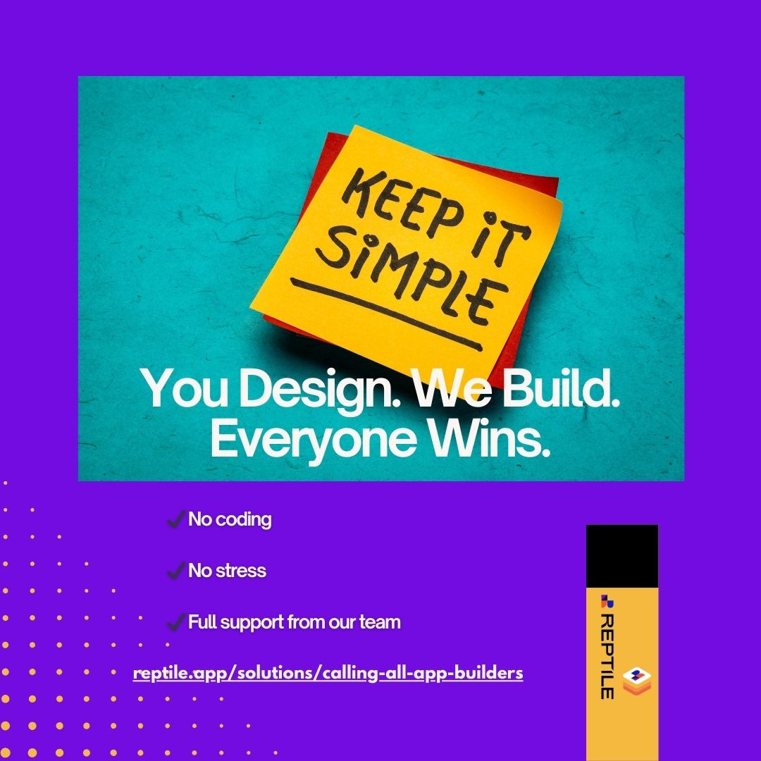 onreptile's tweet image. You Design. We Build. Everyone Wins.
Reptile makes it easy to deliver polished, scalable mobile apps to your clients — no coding, no stress, and full support from our team.
👉 reptile.app/solutions/call…
#NoCodeApps #ReptileApp #SmartSolutions #DesignerFriendly #TechWithTeeth