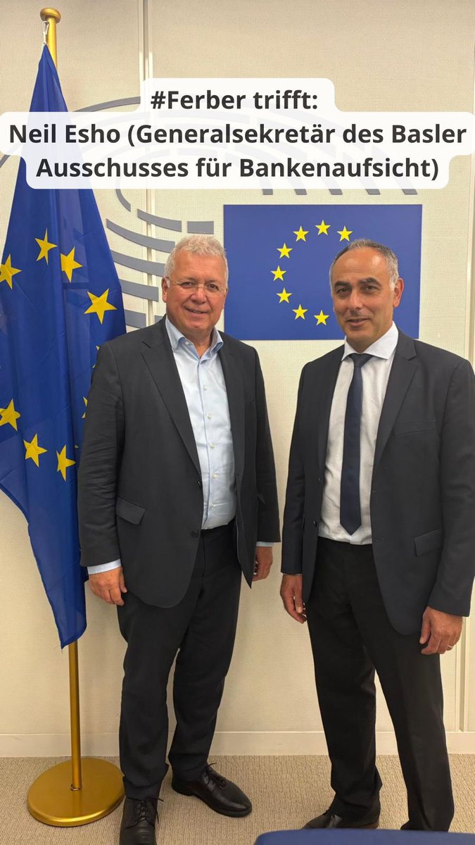 MarkusFerber's tweet image. #Ferber trifft: Diesmal Neil Esho, Generalsekretär des Basler Ausschusses für Bankenaufsicht, zum Meinungsaustausch in der Banking Union Working Group zur globalen Umsetzung der Basler Vorgaben.