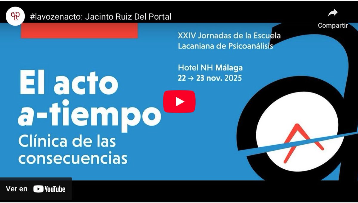 🆕📻👂Podcast de Jacinto Ruiz del Portal sobre el tema de nuestras próximas Jornadas: «El acto a-tiempo» 

 go.shr.lc/3I6TB5n