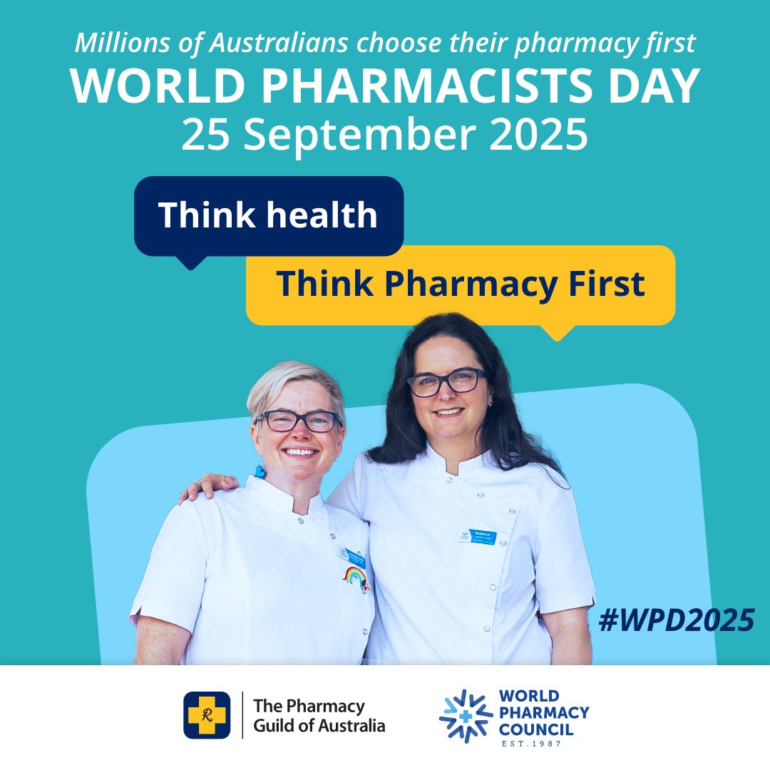 PharmGuildAus's tweet image. The #WPD2025 Toolkits are here! 🎉
Help share the message across Australia: Think health, think pharmacy first.
👉 Download resources: loom.ly/ZBXd4N4
#ThinkPharmacyFirst #CommunityPharmacy